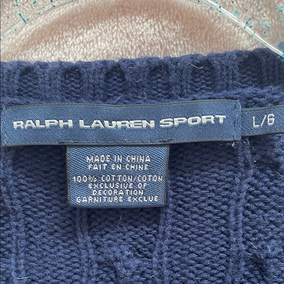 🏇 RALPH LAUREN Sport Navy Knit Sweater L - Picture 4 of 5